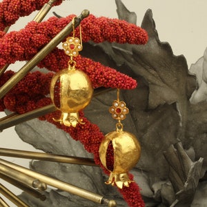 Pomegranate Turkish Handmade Brass Earrings, Hurrem Earrings