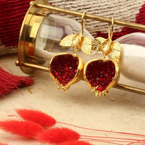 Pomegranate Turkish Handmade Brass Earrings, Hurrem Earrings, Turkish Jewelry