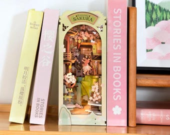 DIY 3D Wooden Miniature House Book Nook Kit: Falling Sakura