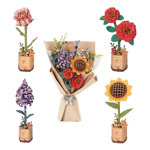 DIY 3D Wooden Flower Model Puzzle