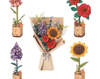 DIY 3D Wooden Flower Model Puzzle