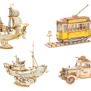 DIY 3D Wooden Vintage Vehicles Model Puzzle
