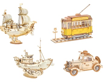 DIY 3D Wooden Vintage Vehicles Model Puzzle
