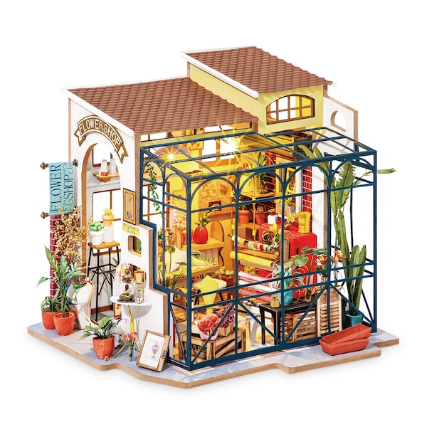 DIY 3D Wooden Miniature House Building Kit: Emily's Flower Shop