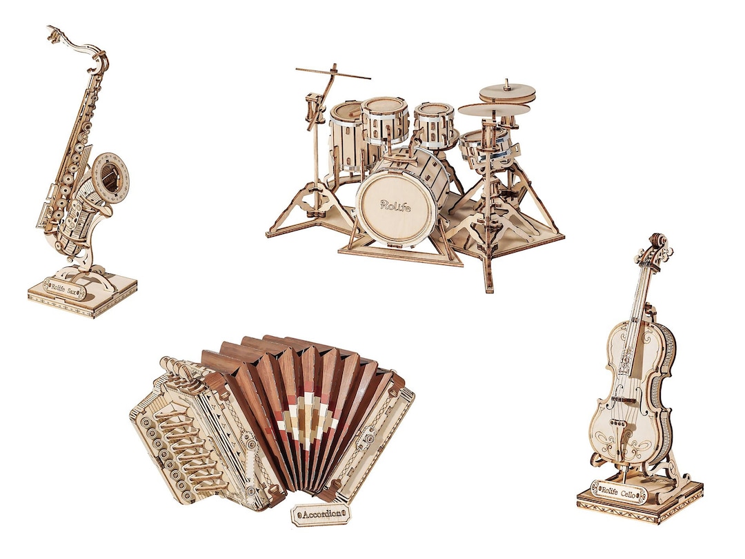 DIY 3D Wooden Musical Instruments Model Puzzle - Etsy