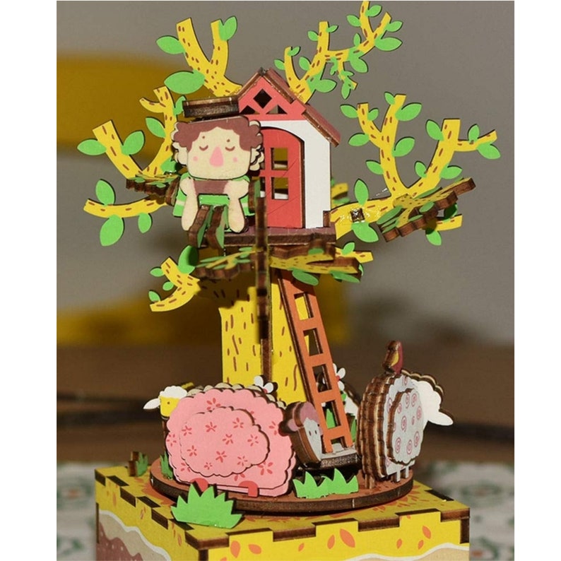 DIY 3D Wooden Puzzle Music Box Craft Making Kit: Tree 