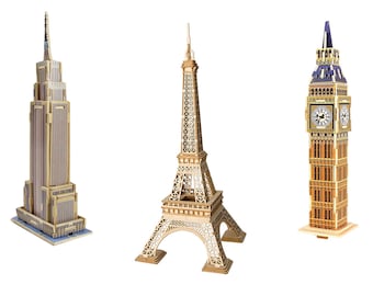 DIY 3D Wooden Buildings Structures Model Puzzle