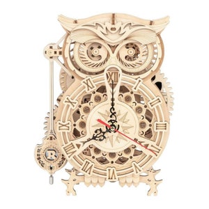 DIY 3D Wooden Moving Gears Model Puzzle - Owl Clock