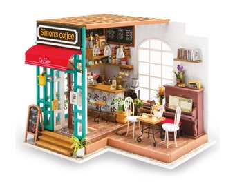 DIY 3D Wooden Miniature House Building Kit: Simon&#39;s Coffee