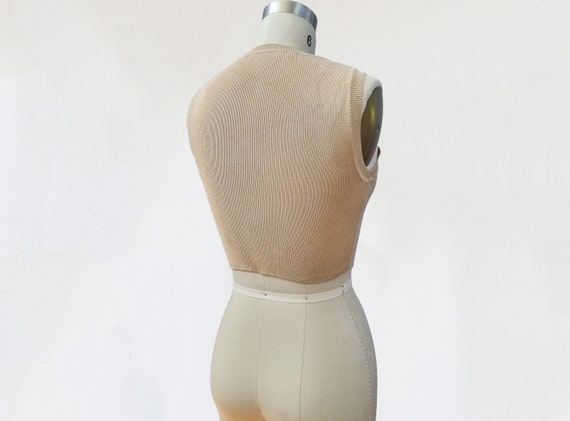 vintage 1990s knit cropped knit top / 90s beige c… - image 7