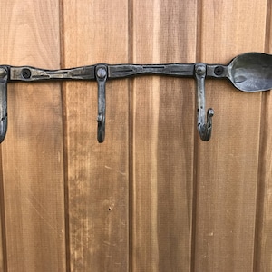 Hand Forged Coat Rack SPOON Shape Hand Forged Hook, Clothing Rack, Wall Hooks, Entryway Hooks