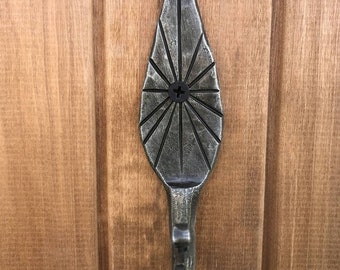 Hand forged Wall hook Vintage LEAF style black wrought iron design coat hook