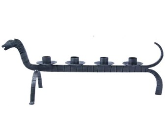 Hand Forged Iron 4-Candle Stand, Viking Style