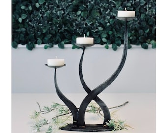 Chic solid Iron Hand Forged Iron Candle Stand
