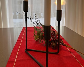 3 Candle Holder Hand Forged Iron Candle Stand