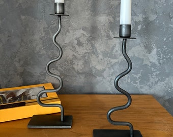 Curved candle stand Hand forged candle stand holder iron stand for kitchen restaurant