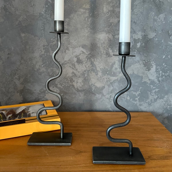 Curved candle stand Hand forged candle stand holder iron stand for kitchen restaurant