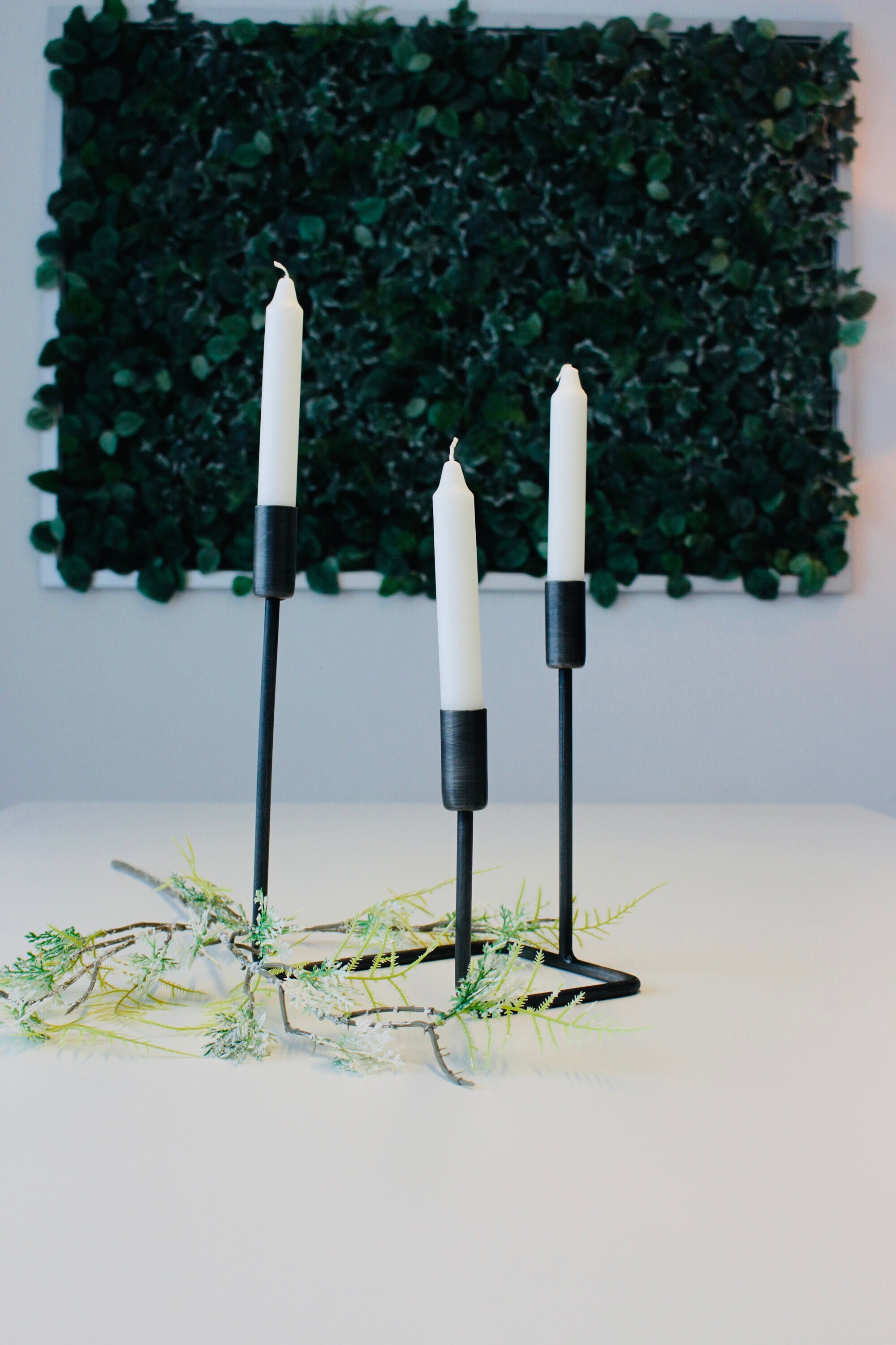 3本のキャンドルホルダー 手鍛造鉄製キャンドルスタンド - Etsy 日本