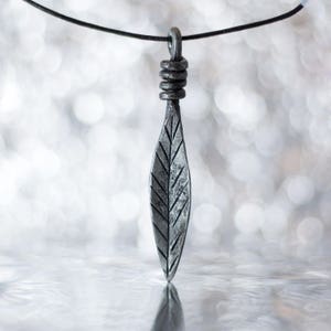 Metal hand forged long Leaf necklace blacksmith Zinc plating Rust resistant vintage style necklace vintage Jewelry style