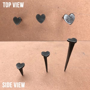 Nails Black HEART Hand Forged Blacksmith Wrought Iron Black Wax Door Wood Stud Nail,10 pcs each