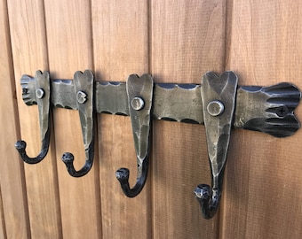 Hand Forged Coat Rack elephant trunk shape Hand Forged Hook, Clothing Rack, Wall Hooks, Entryway Hooks