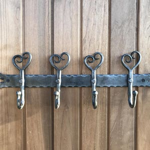 Hand Forged Coat Rack Heart Shape Hand Forged Hook, Clothing Rack, Wall Hooks, Entryway Hooks