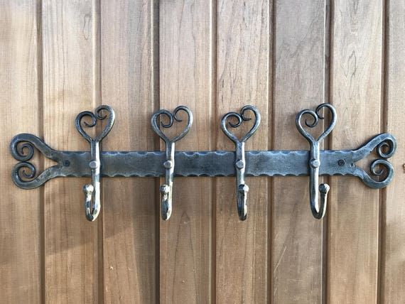 Hand Forged Coat Rack Heart Shape Hand Forged Hook, Clothing Rack, Wall  Hooks, Entryway Hooks 