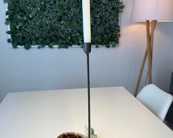 Sleek Hand Forged Iron Candle Stand