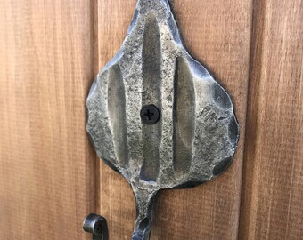 Antique Zinc Leaf Wall Hook, Vintage Style Hanger