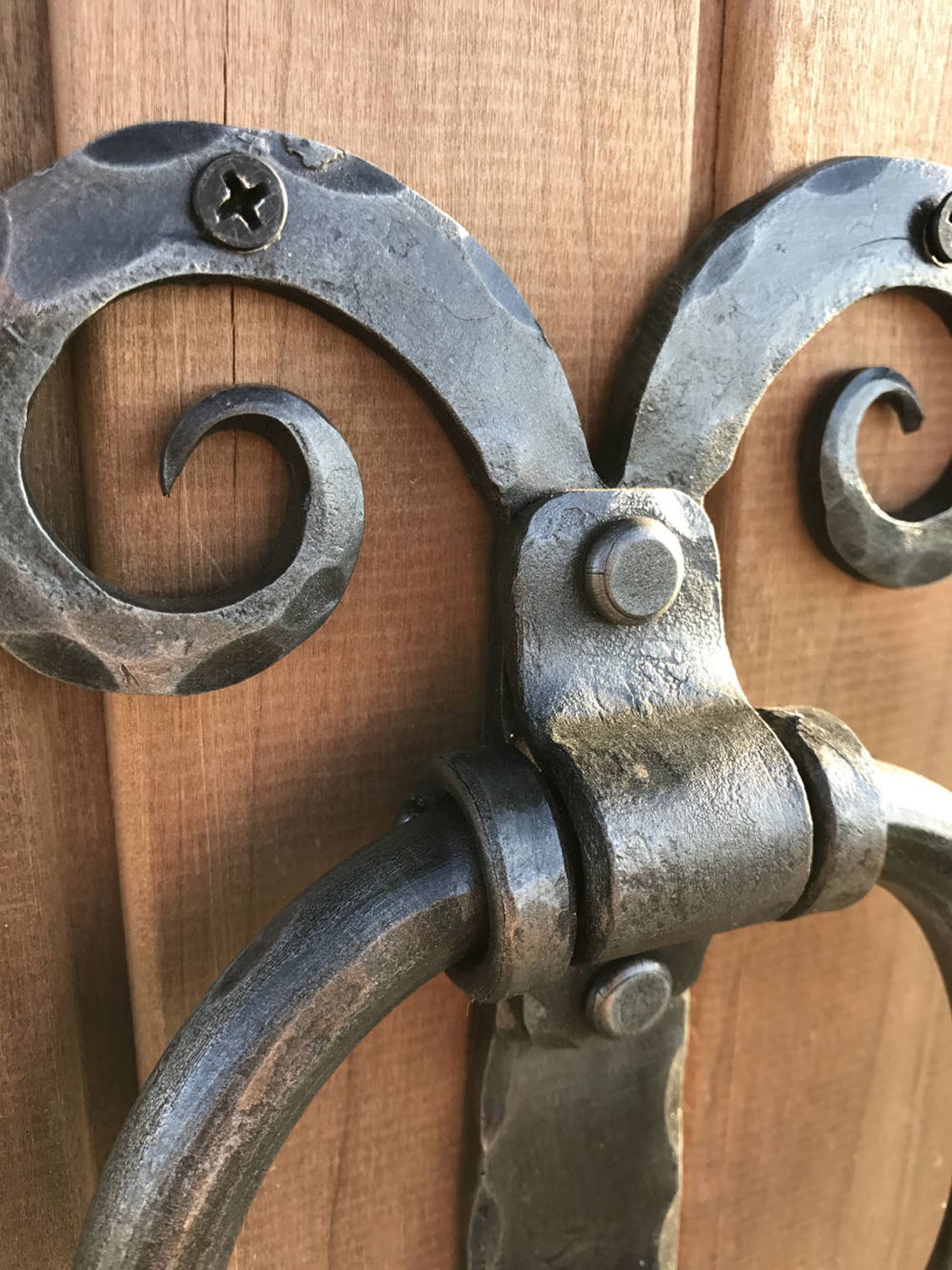 Antique Door Knocker Metal hand Hardware Iron Black Etsy