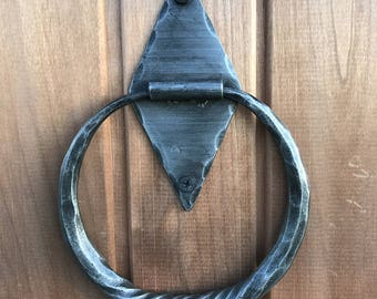 Door Knocker  hand forged Hardware Iron Black Antique Ring shape