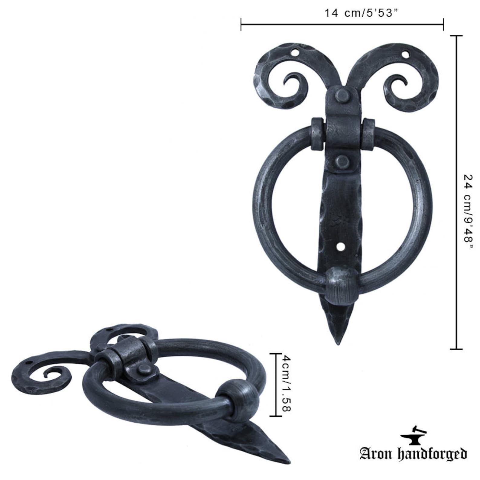 Antique Door Knocker Metal Hand Hardware Iron Black Etsy