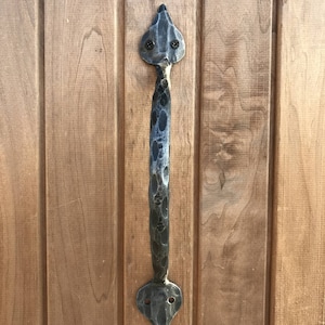 Door handle Iron hand forged Metal door handle Leaf Shape Gate Gates Door Barn Handle Pull