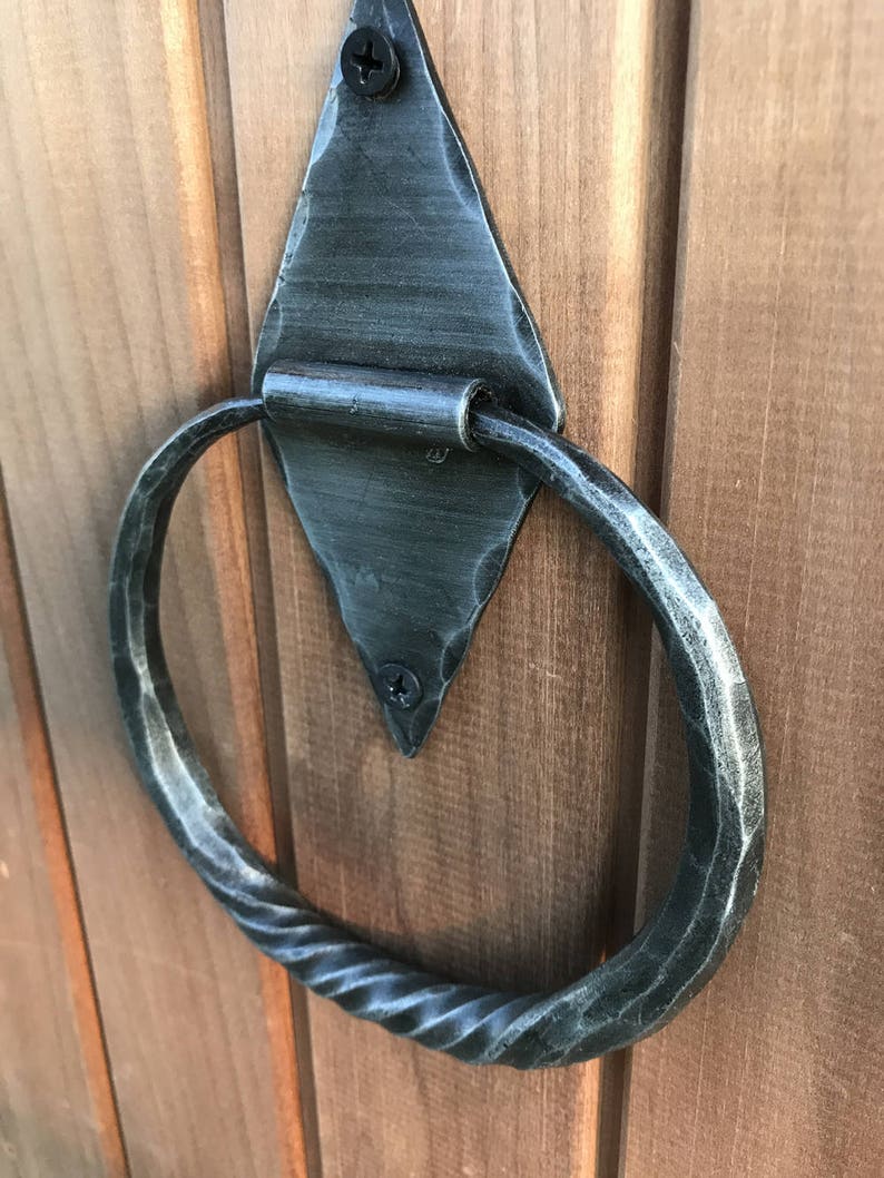 Door Knocker Hand Hardware Iron Black Antique Ring Etsy