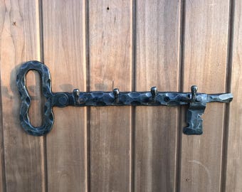 Hand Forged Wall Keys holder KEY Shape Hand Forged Hook, Clothing Rack, Wall Hooks, Entryway Hooks