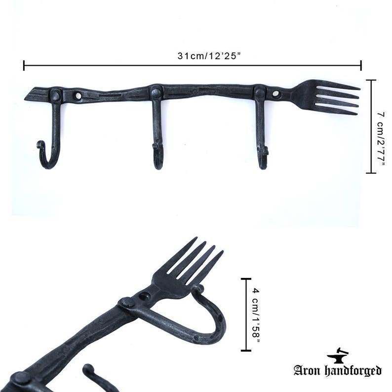 Hand Forged Fork Coat Rack, Rustic Entryway Hooks - Etsy