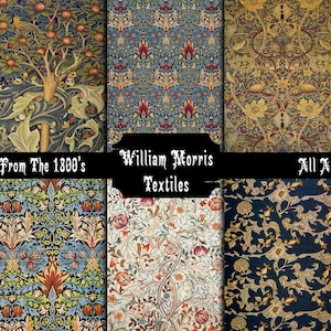 William Morris Printable Papers Beautiful A4 Victorian Multi Colored Patterned For Crafts Set Of Ten
