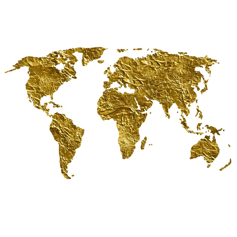 Gold Foil Digital Art Shining Gold Art Map World Map Clip Art Map of the World Commercial Use Digital Download Clipart Globe Wall Art
