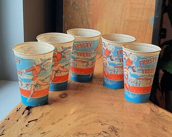 5 Vintage 1950sCoca Cola Sample Cups Wax Cups Scott Paper Co 3.75” 
