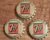 Vintage Seven-Up 7-up Soda Cork Lined Bottle Caps, Punxsutawney Pennsylvania, set of 3