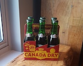 Vintage Terry The Pirates on TV Promo Canada Dry Cardboard Six Pack Carrier w Vintage Full Soda Bottles