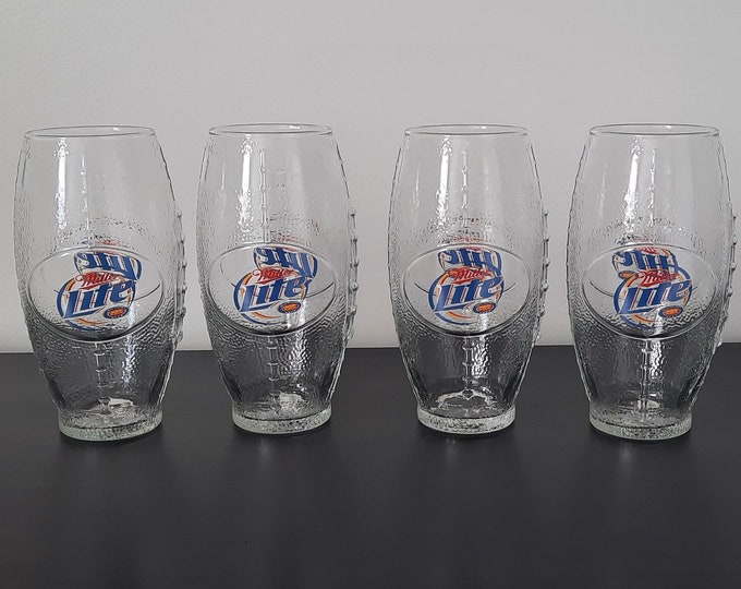 Vintage Miller Lite Football Shaped Beer Glasses, Set of 4 BD100 Etsy