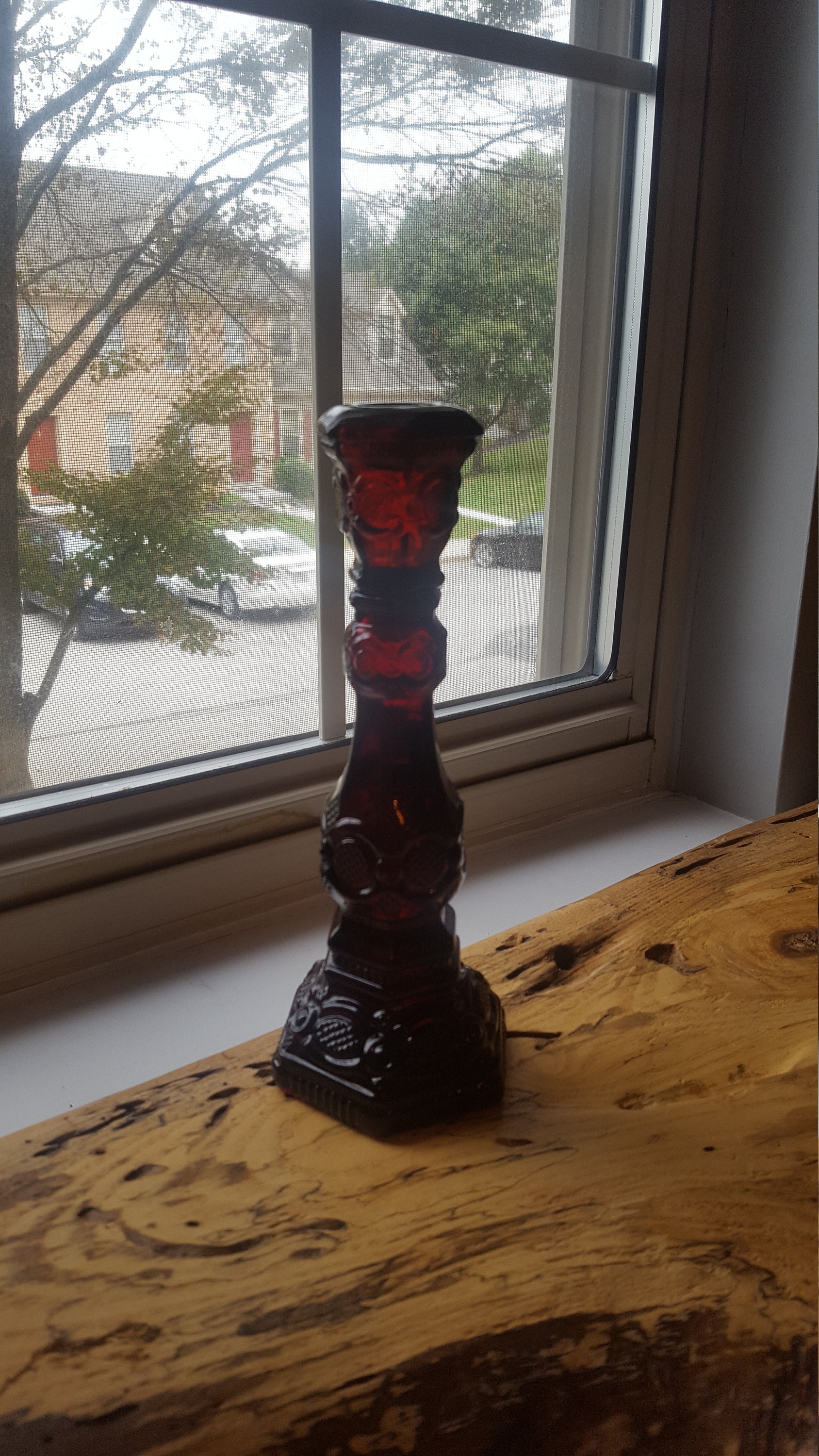 Vintage Avon Cape Cod Candle Stick With Box Ruby Red Etsy