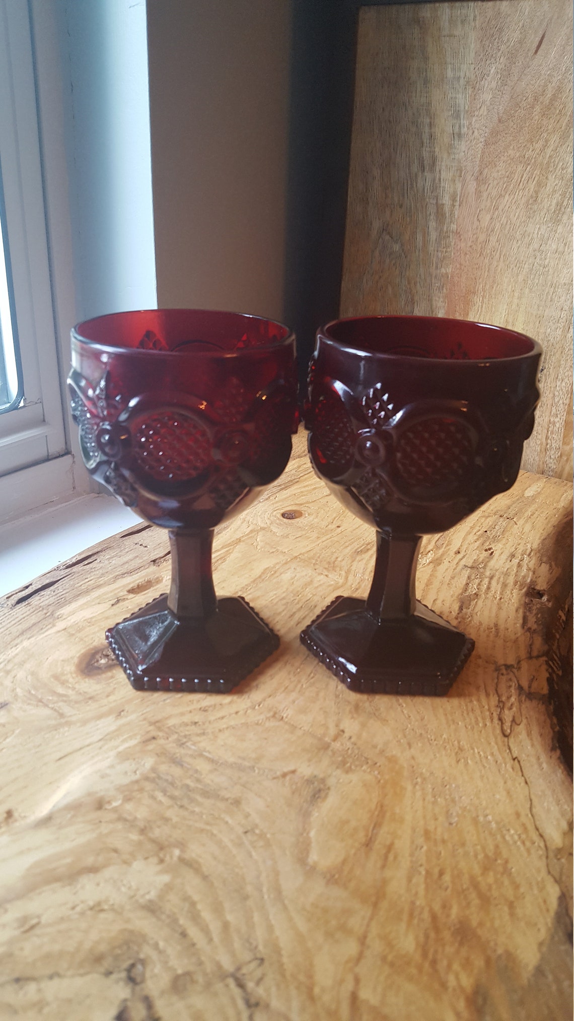 Vintage Avon Cape Cod Ruby Red Glassware Goblets set of 2 Etsy