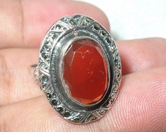 Art Deco Sterling Carnelian Ring
