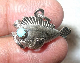 Vintage Sterling Turquoise 3D Fish Charm
