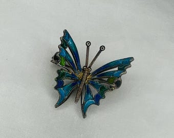 アンティークシルバーエナメル蝶ブローチ - Etsy 日本