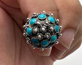ヴィンテージマーク付き925スターリングシルバーメキシコターコイズ 