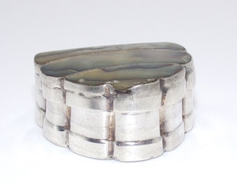 Vintage Sterling Abalone Muschel Pillendose von ELM