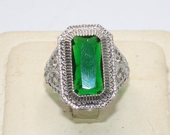 Vintage Sterling Filigree Ring - Art Deco Style
